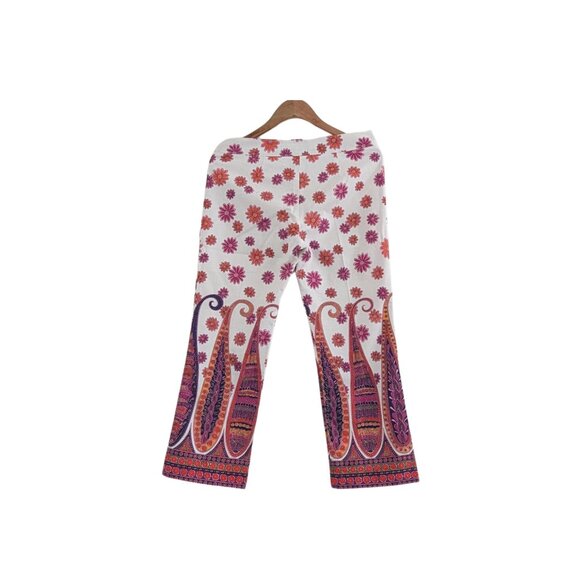 ✨ TRINA TURK Retro Floral Paisley Pants Size 4 Made in USA Pre-owned - Picture 3 of 8